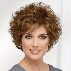 Short Grey Wavy Wig for Women Fluffy Layered Halloween Cosplay Wig