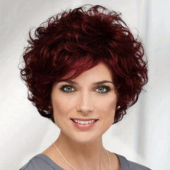 Short Grey Wavy Wig for Women Fluffy Layered Halloween Cosplay Wig