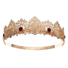 Men's Metal Crown Wedding Party King Crown Headdress Rhinestone Round Crown