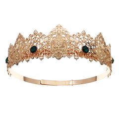 Men's Metal Crown Wedding Party King Crown Headdress Rhinestone Round Crown