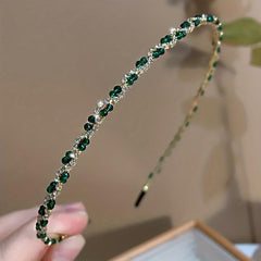 Vintage Green Rhinestone Alice Band Hair Accessory