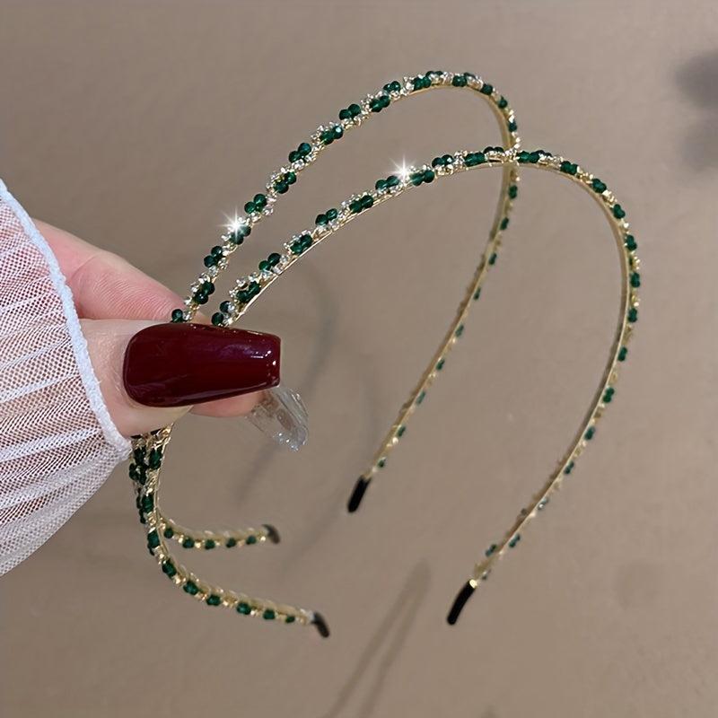 Vintage Green Rhinestone Alice Band Hair Accessory