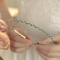 Vintage Green Rhinestone Alice Band Hair Accessory