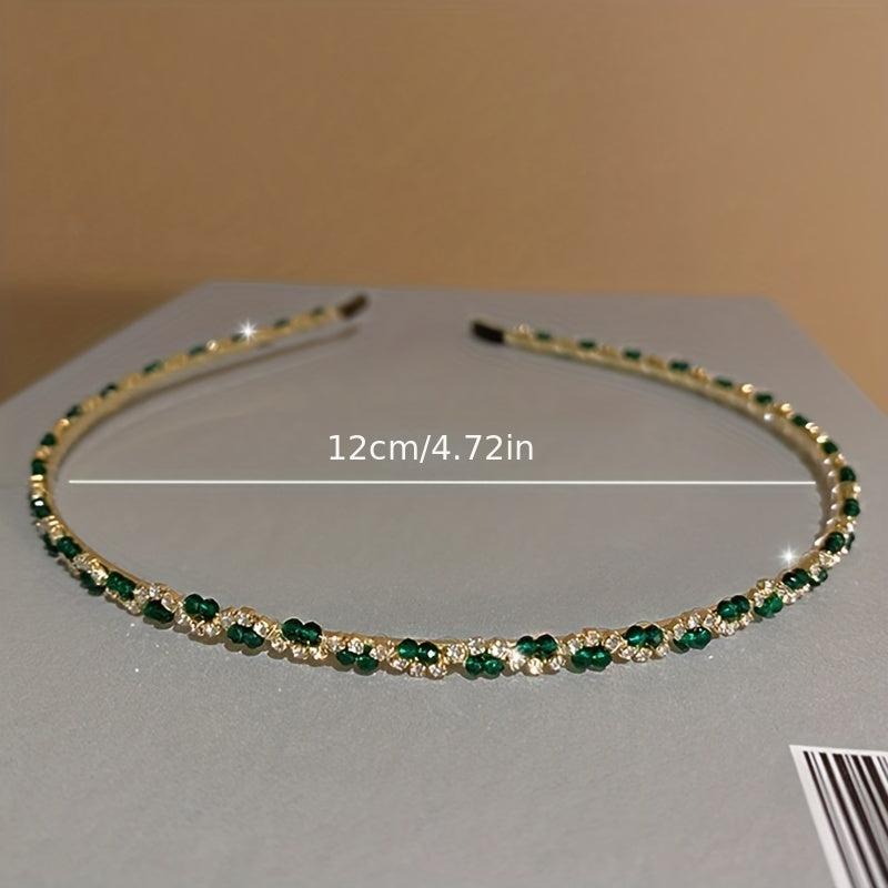Vintage Green Rhinestone Alice Band Hair Accessory
