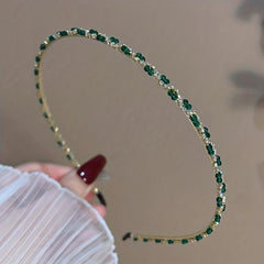 Vintage Green Rhinestone Alice Band Hair Accessory
