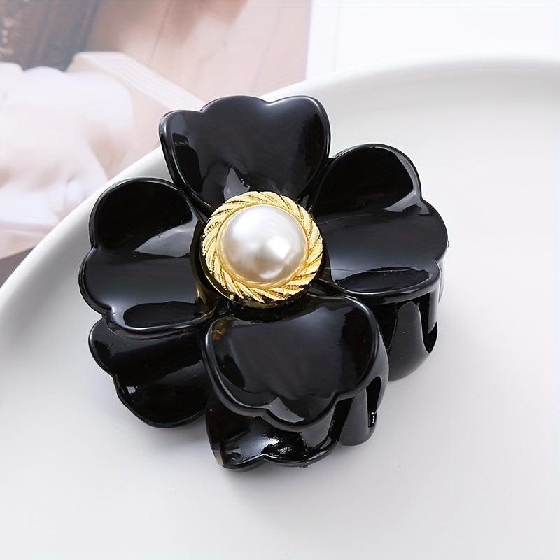 4pcs Flower Big Flower Hair Clips Faux Pearl Glossy Non slip Hair Accessories