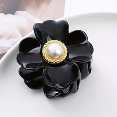 4pcs Flower Big Flower Hair Clips Faux Pearl Glossy Non slip Hair Accessories