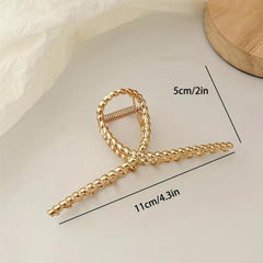 Golden Twisted Metal Hair Claw Large Size Hair Clip