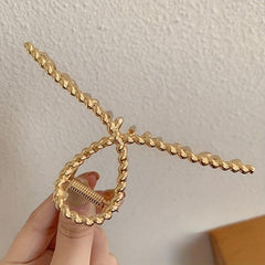 Golden Twisted Metal Hair Claw Large Size Hair Clip