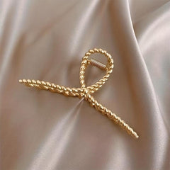 Golden Twisted Metal Hair Claw Large Size Hair Clip