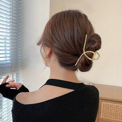 Golden Twisted Metal Hair Claw Large Size Hair Clip