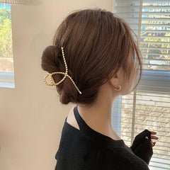 Golden Twisted Metal Hair Claw Large Size Hair Clip