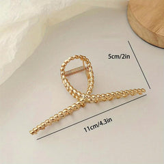 Golden Twisted Metal Hair Claw Large Size Hair Clip