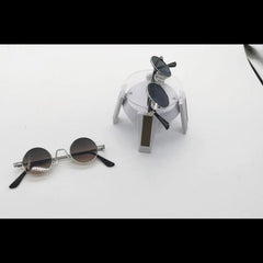 Small Round Frame Metal Temple Glasses Sunglasses for Daily Travel Wear