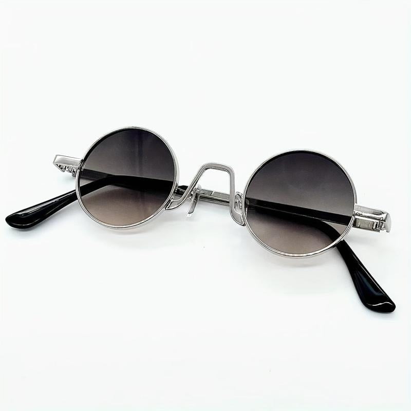 Small Round Frame Metal Temple Glasses Sunglasses for Daily Travel Wear