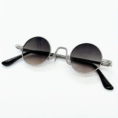 Small Round Frame Metal Temple Glasses Sunglasses for Daily Travel Wear