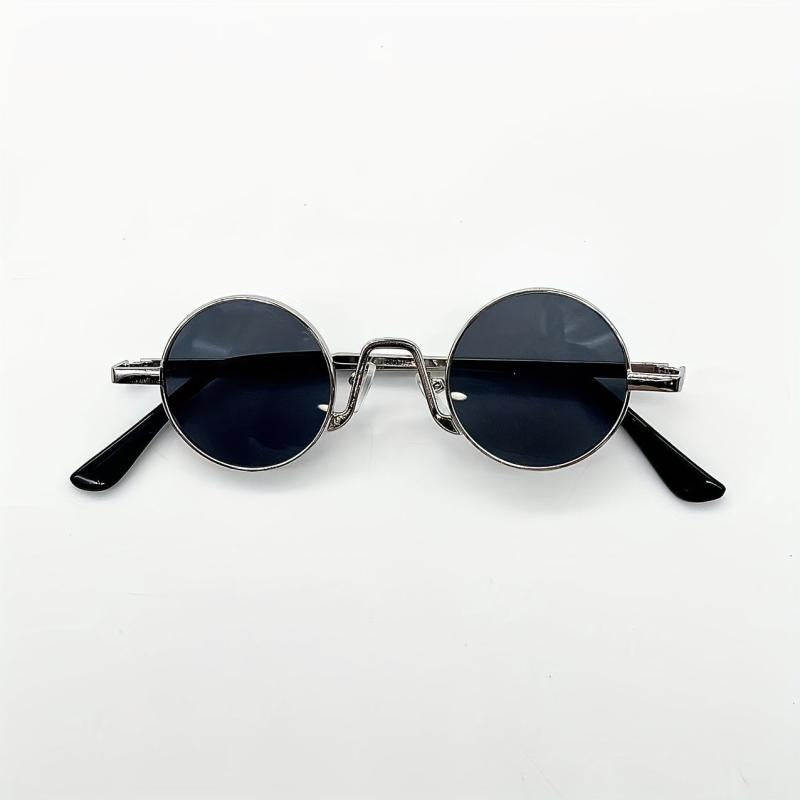 Small Round Frame Metal Temple Glasses Sunglasses for Daily Travel Wear