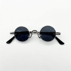 Small Round Frame Metal Temple Glasses Sunglasses for Daily Travel Wear