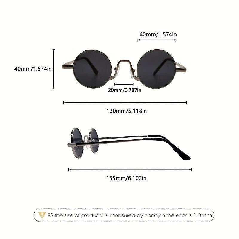 Small Round Frame Metal Temple Glasses Sunglasses for Daily Travel Wear