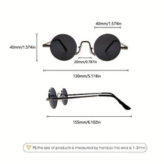 Small Round Frame Metal Temple Glasses Sunglasses for Daily Travel Wear