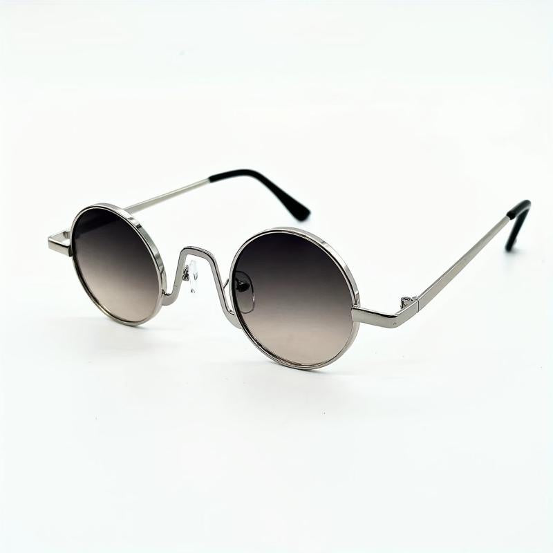 Small Round Frame Metal Temple Glasses Sunglasses for Daily Travel Wear