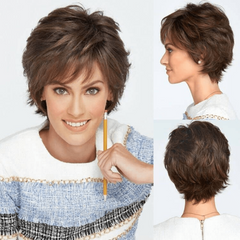 Short Grey Pixie Cut Wig with Bangs for Women
