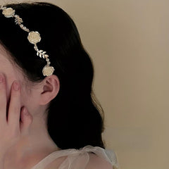 Rose Pearl Hair Hoop for Brides Ladies Girls
