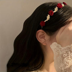 Rose Pearl Hair Hoop for Brides Ladies Girls