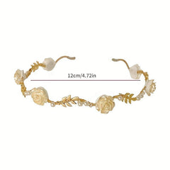 Rose Pearl Hair Hoop for Brides Ladies Girls