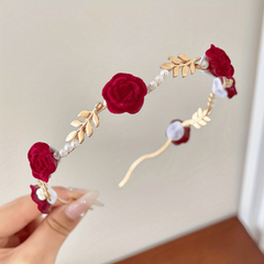 Rose Pearl Hair Hoop for Brides Ladies Girls
