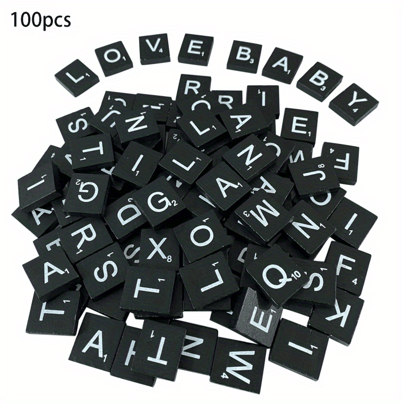 Wooden Puzzle Tiles DIY Letters Spelling Card Games