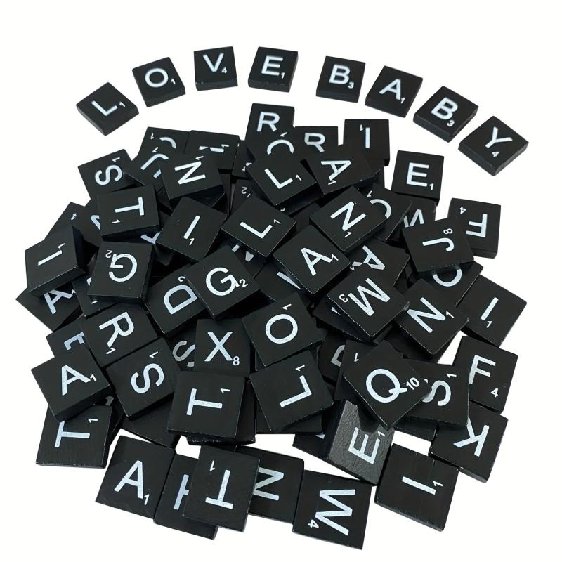 Wooden Puzzle Tiles DIY Letters Spelling Card Games