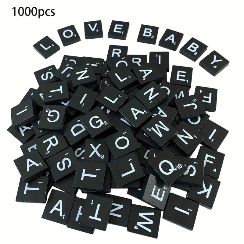 Wooden Puzzle Tiles DIY Letters Spelling Card Games