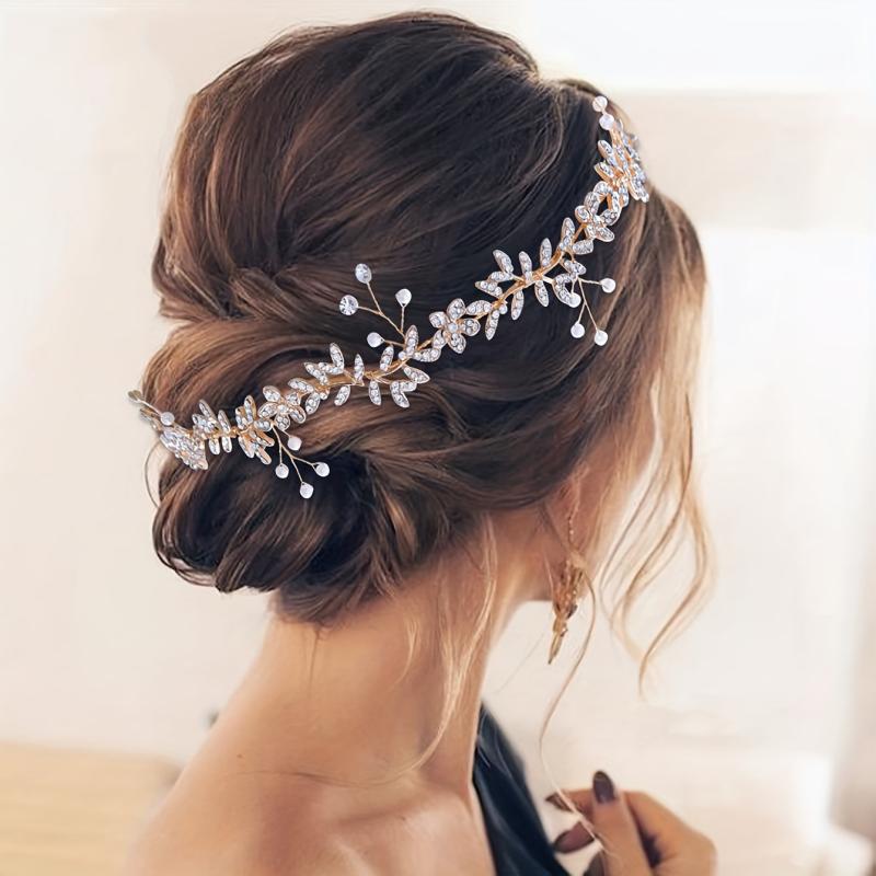 Wedding Bride Crown Faux Pearl Rhinestone Bridal Headband