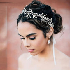 Wedding Bride Crown Faux Pearl Rhinestone Bridal Headband