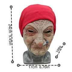 Old Man Smoking Headgear Mask Funny Halloween Mask