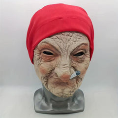 Old Man Smoking Headgear Mask Funny Halloween Mask