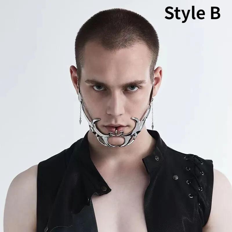 Men's Gothic Liquid Silver Hollow Mask