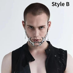 Men's Gothic Liquid Silver Hollow Mask