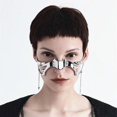 Men's Gothic Liquid Silver Hollow Mask