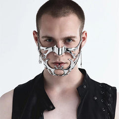 Men's Gothic Liquid Silver Hollow Mask