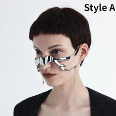 Men's Gothic Liquid Silver Hollow Mask