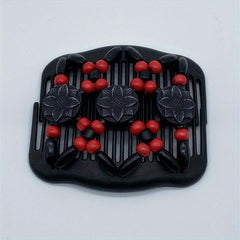 Wood Beaded Stretch Double Hair Combs Clips Bun Maker Hair Accessories