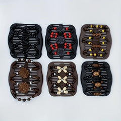 Wood Beaded Stretch Double Hair Combs Clips Bun Maker Hair Accessories
