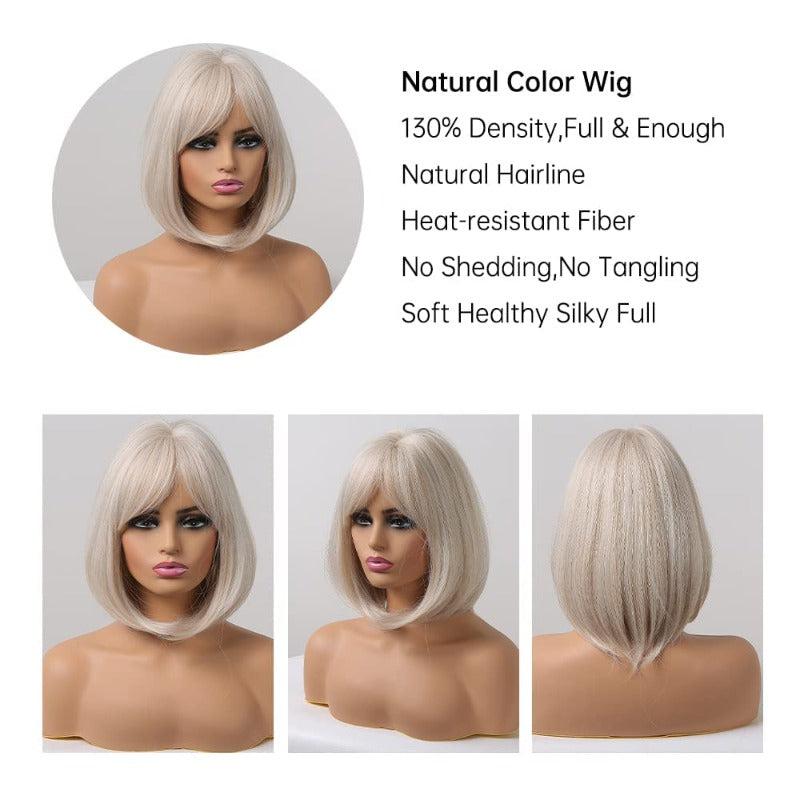 Short Wave Wave Wavy Hair Women's Wig with Bangs