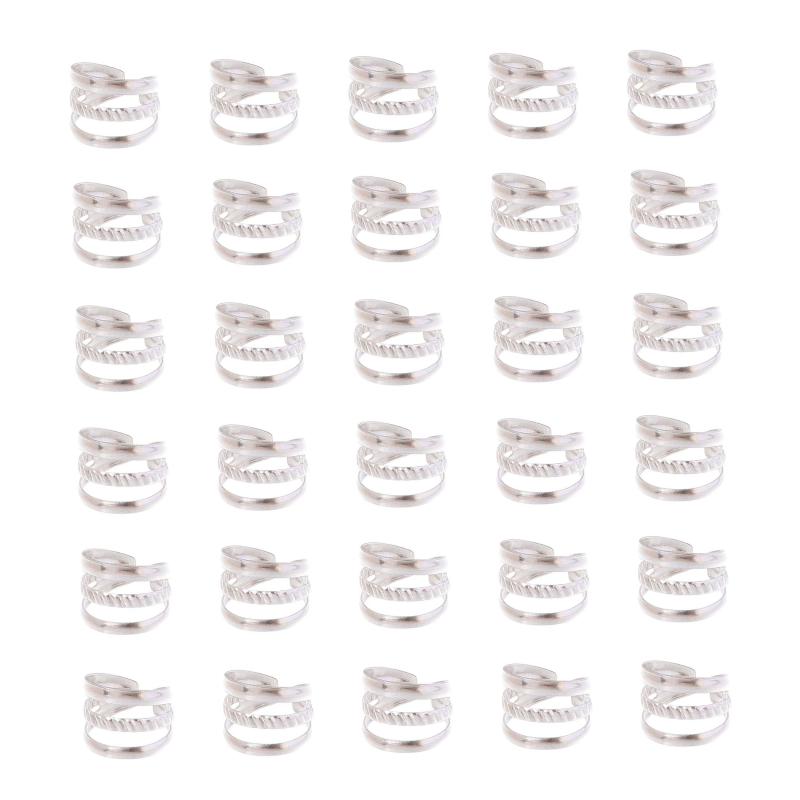 30pcs Hollow Braided Metal Hair Clip Accessories Adjustable Silver Headpieces