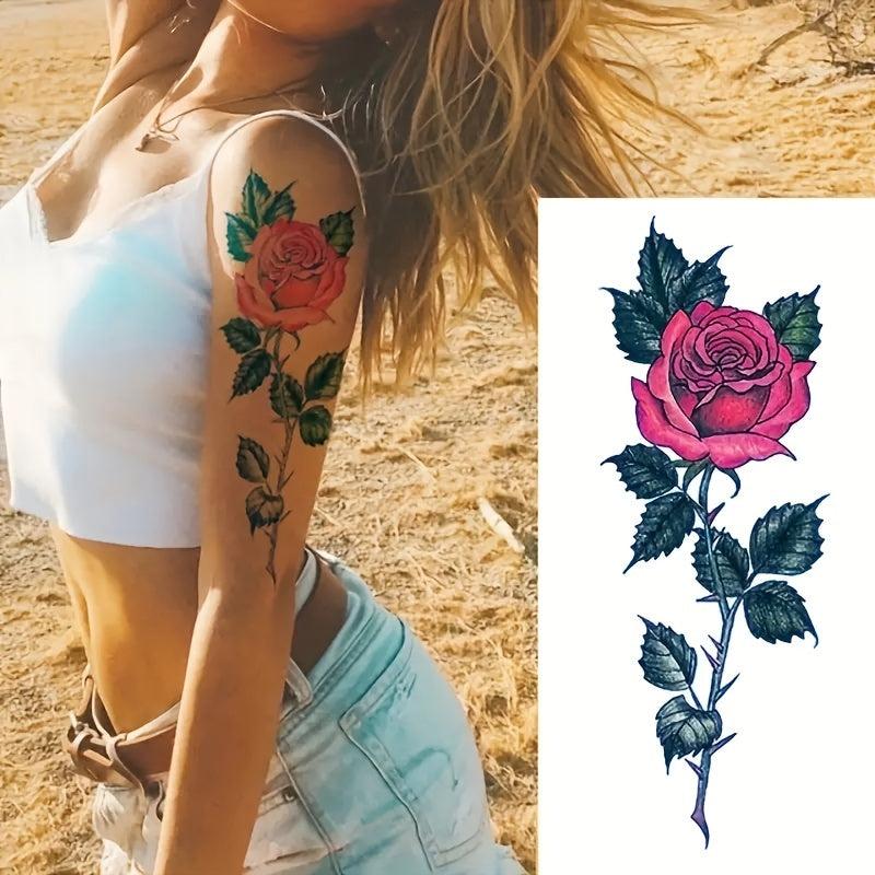 4pcs Rose Tattoo Sticker Waterproof Body Stickers