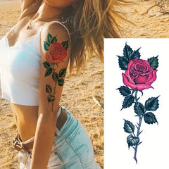 4pcs Rose Tattoo Sticker Waterproof Body Stickers
