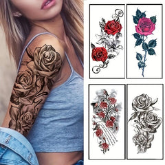 4pcs Rose Tattoo Sticker Waterproof Body Stickers