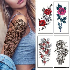 4pcs Rose Tattoo Sticker Waterproof Body Stickers
